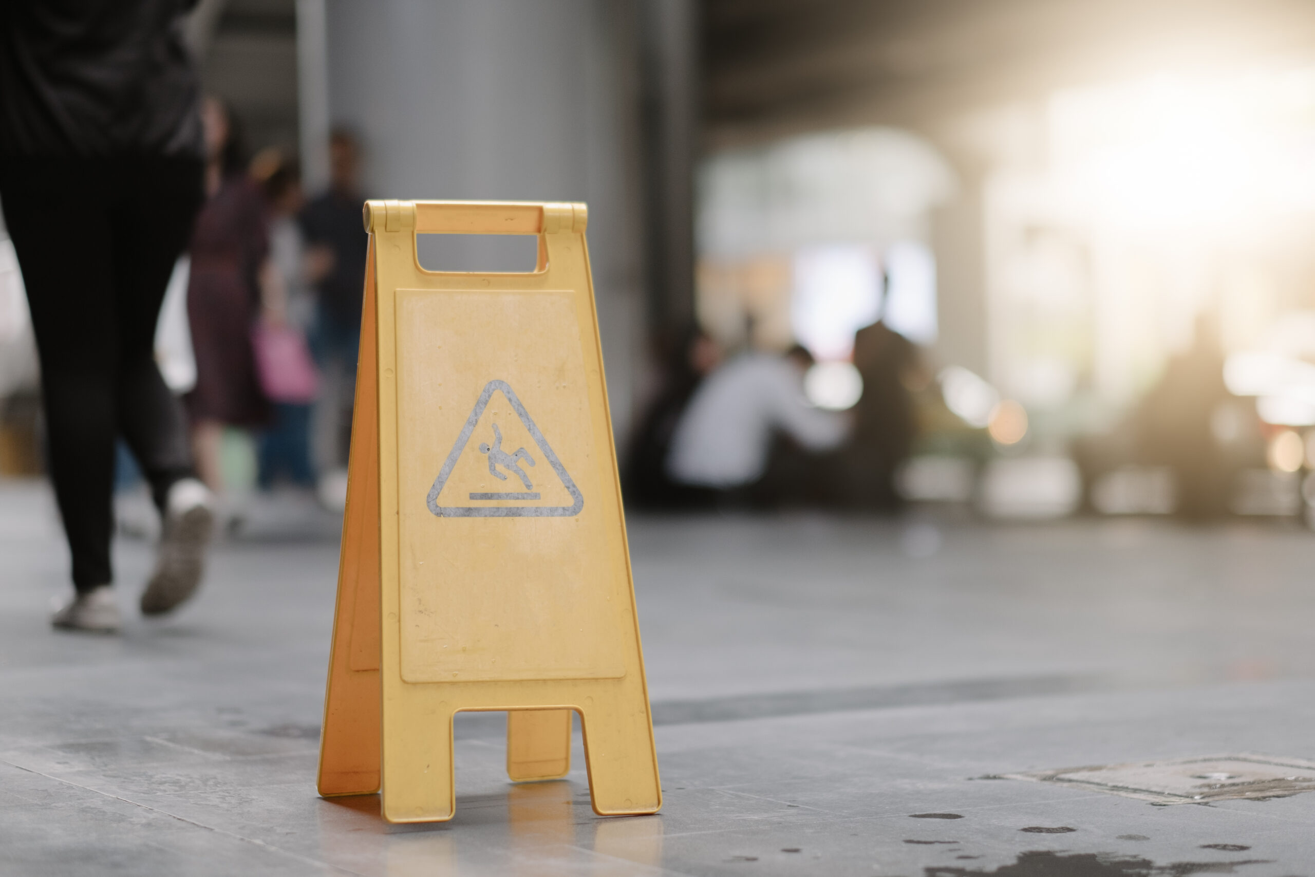 Sign showing warning of caution wet floor