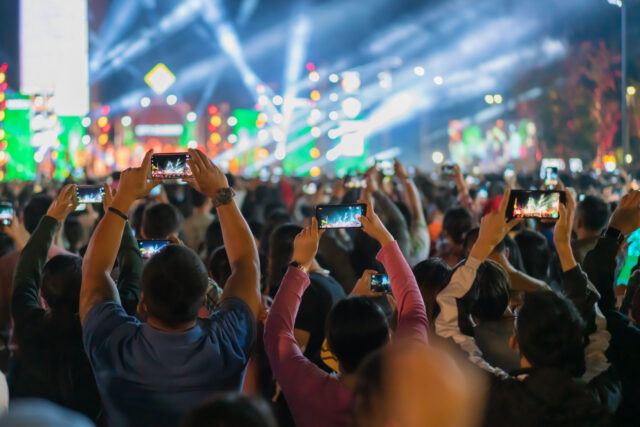 music brand showing on stage or Concert Live and Defocused enter